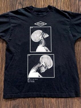 Gildan Black Short Sleeve Tee with White X-Ray Skull Graphic